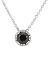 Arabella Black Cubic Zirconia 18" Pendant Necklace in Sterling Silver