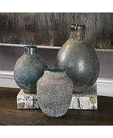 Uttermost Mercede Weathered Blue-Green Vases, Set of 3