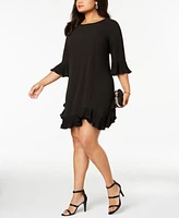 Msk Plus Pleated Ruffle Dress