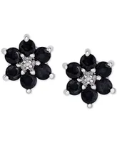 Sapphire (1-3/4 ct. t.w.) & Diamond Accent Flower Stud Earrings in Sterling Silver