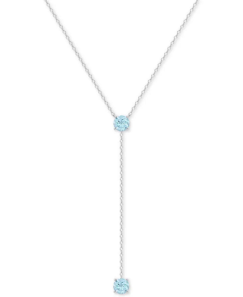 Blue Topaz 18" Lariat Necklace (1-1/10 ct. t.w.) in Sterling Silver