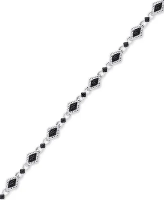 Diamond Accent Marquise Link Bracelet in Silver-Plate