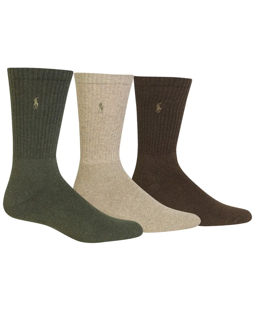 Polo Ralph Lauren 3 Pack Ribbed Cushion Foot Crew Men's Socks