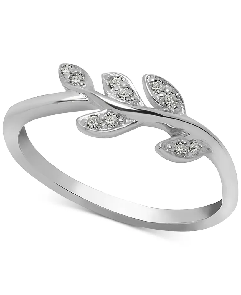 Diamond Leaf Vine Ring (1/10 ct. t.w.) Sterling Silver