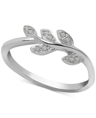 Diamond Leaf Vine Ring (1/10 ct. t.w.) Sterling Silver