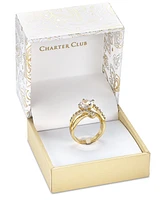 Charter Club Gold Plate Crystal Bypass Ring, Created for Macy's