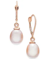 Pink Cultured Freshwater Pearl (8-1/2mm) Drop Earrings in 14k Rose Gold