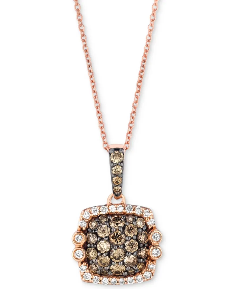 Le Vian Chocolatier Diamond Square Cluster 18" Pendant Necklace (7/8 ct. t.w.) in 14k Rose Gold