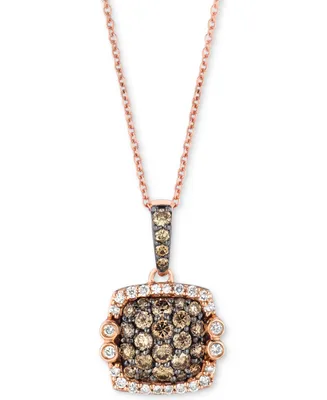 Le Vian Chocolatier Diamond Square Cluster 18" Pendant Necklace (7/8 ct. t.w.) in 14k Rose Gold