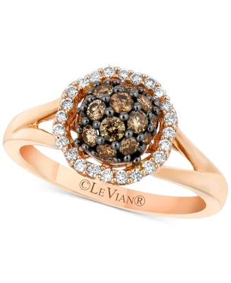 Le Vian Chocolatier Diamond Halo Cluster Ring (5/8 ct. t.w.) in 14k Rose Gold