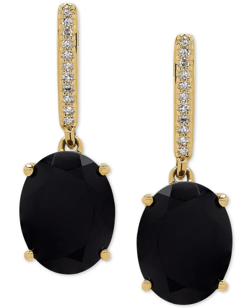 Onyx (9 x 7mm) & Diamond Accent Drop Earrings in 14k Gold