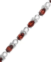 Garnet (7 ct. t.w.) & Diamond Accent Link Bracelet Sterling Silver