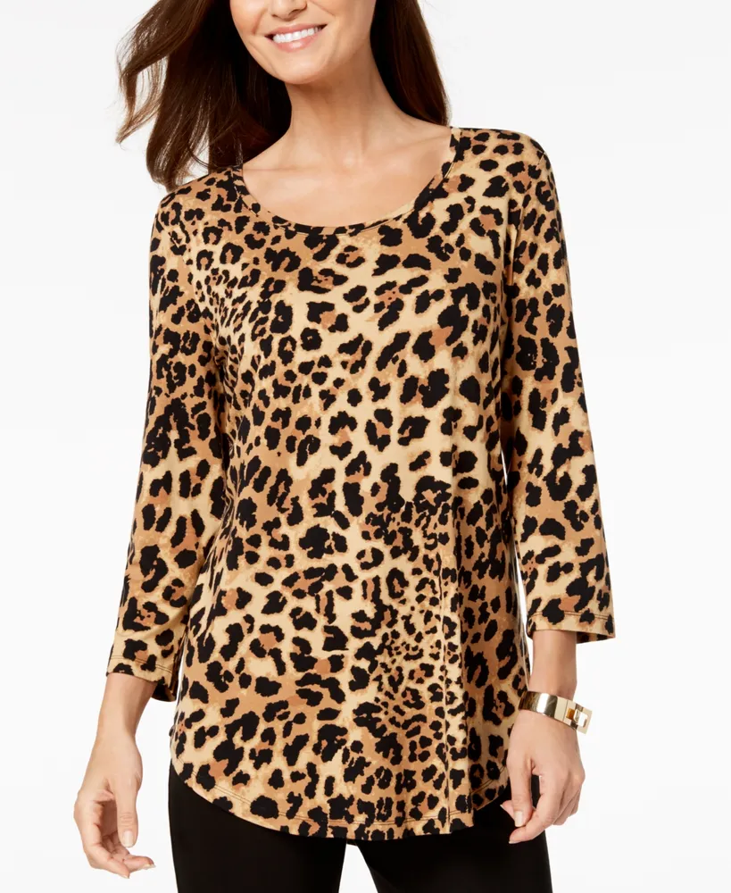 Jm Collection 3/4-Sleeve Printed Tunic Top, Created for Macy's