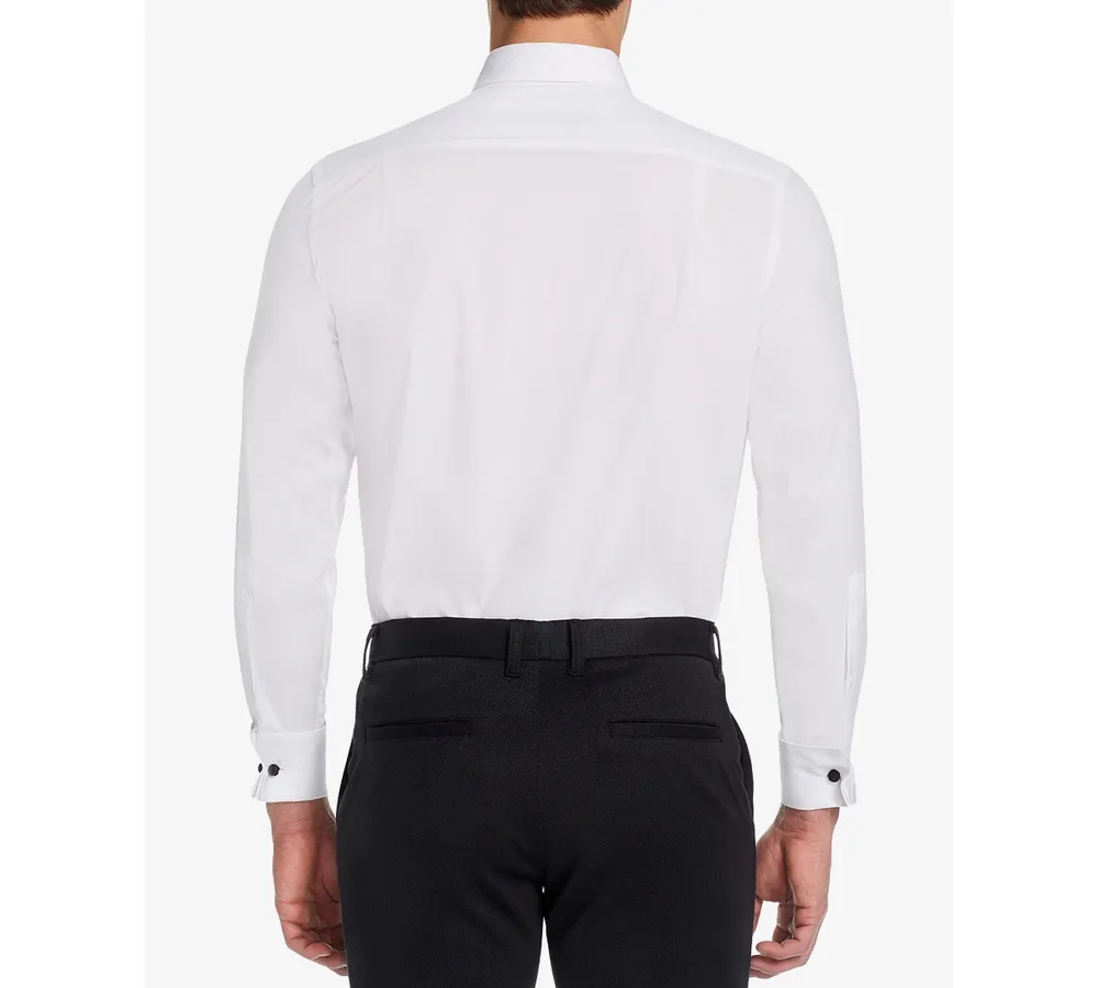 Michelsons of London Classic/Regular Fit Stretch Pleated Bib French Cuff Tuxedo Shirt