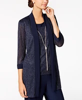 R & M Richards Metallic Pantsuit, Shell Necklace Set