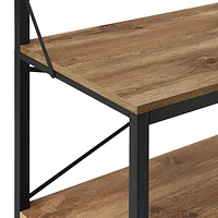 72" Industrial Metal and Wood Hall Tree