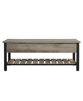 48" Open-Top Storage Bench with Shoe Shelf - White Oak