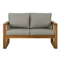 Open Side Love Seat with Cushions - Brown