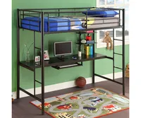 Premium Metal Twin Loft Bed with Wood Workstation