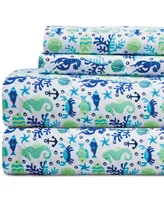 Beatrice Home Fashions Coastal Printed 4-Pc. Sheet Set