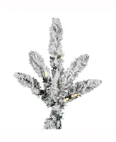 Vickerman 6.5' Flocked Utica Fir Artificial Christmas Tree with 600 Warm White Led Lights