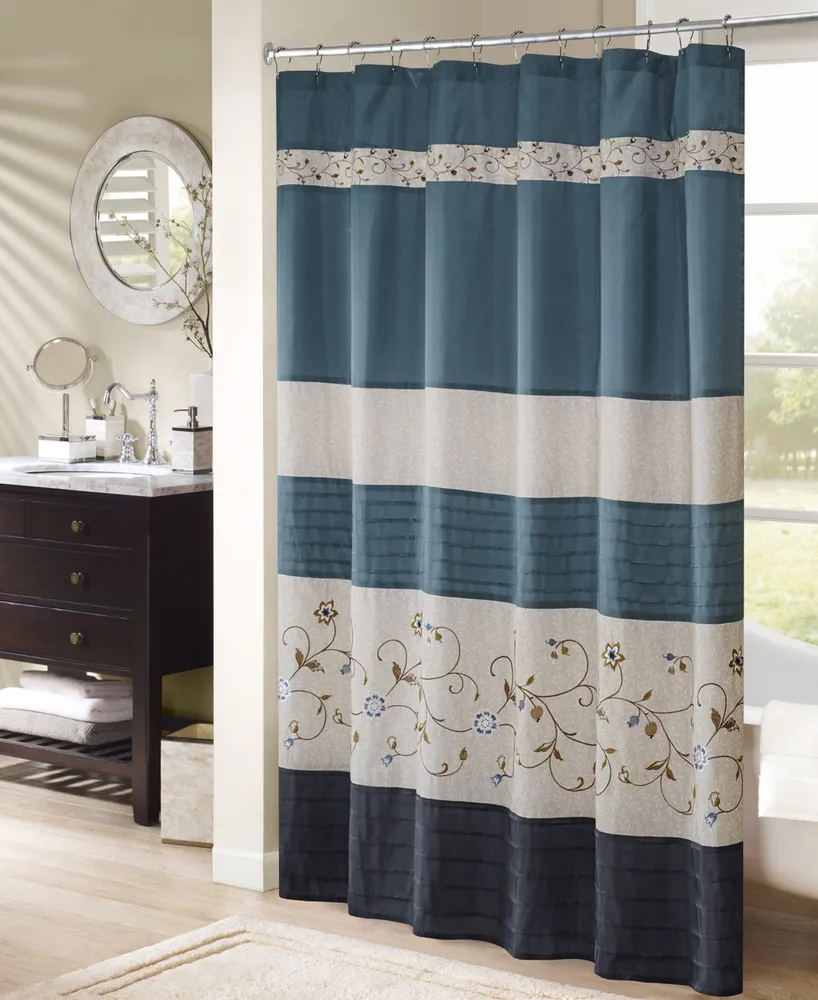 Madison Park Serene Floral Embroidered Shower Curtain, 72" x