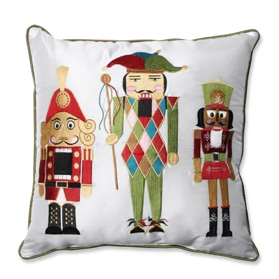 Holiday Embroidered Nutcrackers Red/Green 16.5" Throw Pillow