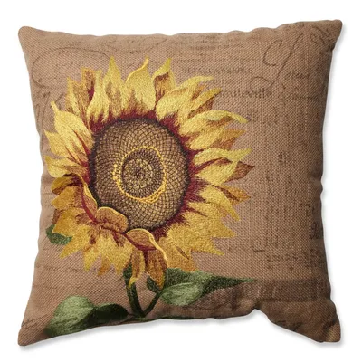 Sunflower Burlap 16.5" Throw Pillow
