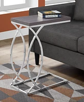 Monarch Specialties Chrome Metal Edgeside Accent Table in Grey