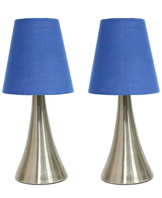 Simple Designs Valencia 2 Pack Mini Touch Table Lamp Set with Fabric Shades