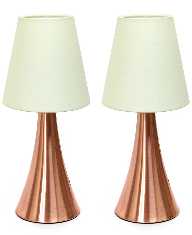 Simple Designs Valencia 2 Pack Mini Touch Table Lamp Set with Fabric Shades