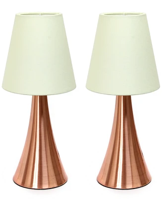 Simple Designs Valencia 2 Pack Mini Touch Table Lamp Set with Fabric Shades