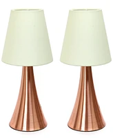 Simple Designs Valencia 2 Pack Mini Touch Table Lamp Set with Fabric Shades