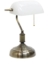 Simple Designs Executive Banker's Desk Lamp with Glass Shade