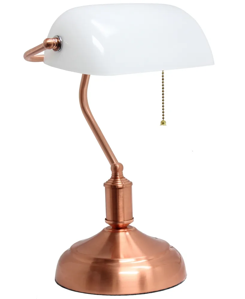 Simple Designs Executive Banker's Desk Lamp with Glass Shade