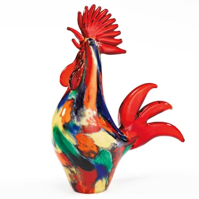 Badash Crystal Colorful Rooster Art Glass Sculpture