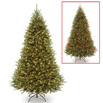 National Tree 7.5' Kingswood Fir Medium Hinged Tree with 500 Dual Color(R) Led Lights + PowerConnect System- 9 Functions