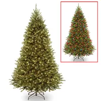 National Tree 7.5' Kingswood Fir Medium Hinged Tree with 500 Dual Color(R) Led Lights + PowerConnect System- 9 Functions
