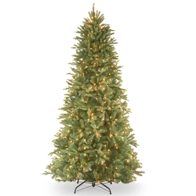 National Tree 6.5' "Feel Real" Tiffany Fir Slim Hinged Tree with 500 Clear Lights