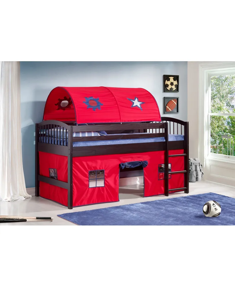 Addison Espresso Finish Junior Loft Bed,Tent and a Playhouse with Trim