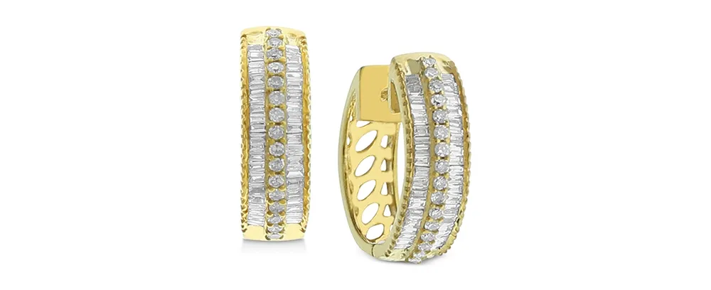 Diamond Hoop Earrings (1/2 ct. t.w.) in 14k Gold-Plated Sterling Silver