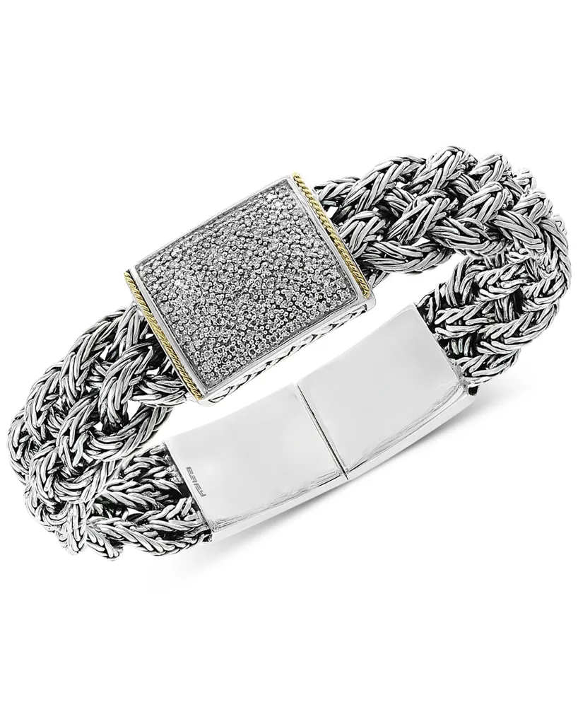 Diamond Pave Woven Bracelet (1/2 ct. t.w.) in Sterling Silver & 18k Gold