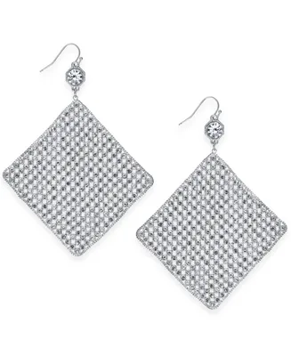 I.n.c. International Concepts Silver-Tone Crystal Diamond-Shape Sheet Drop Earrings, Created for Macy's