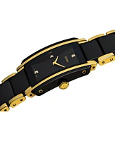 Rado Women's Swiss Integral Diamond Accent Black Ceramic & Gold-Tone Stainless Steel Bracelet Watch 23x33mm R20845712