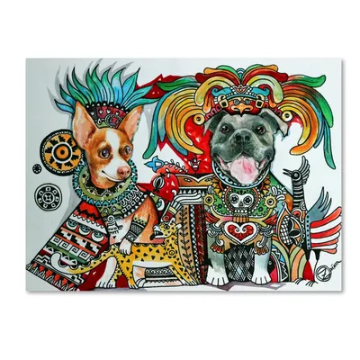 Oxana Ziaka 'Chihuahua and Pitbull in Mexico' Canvas Art - 47" x 35" x 2"