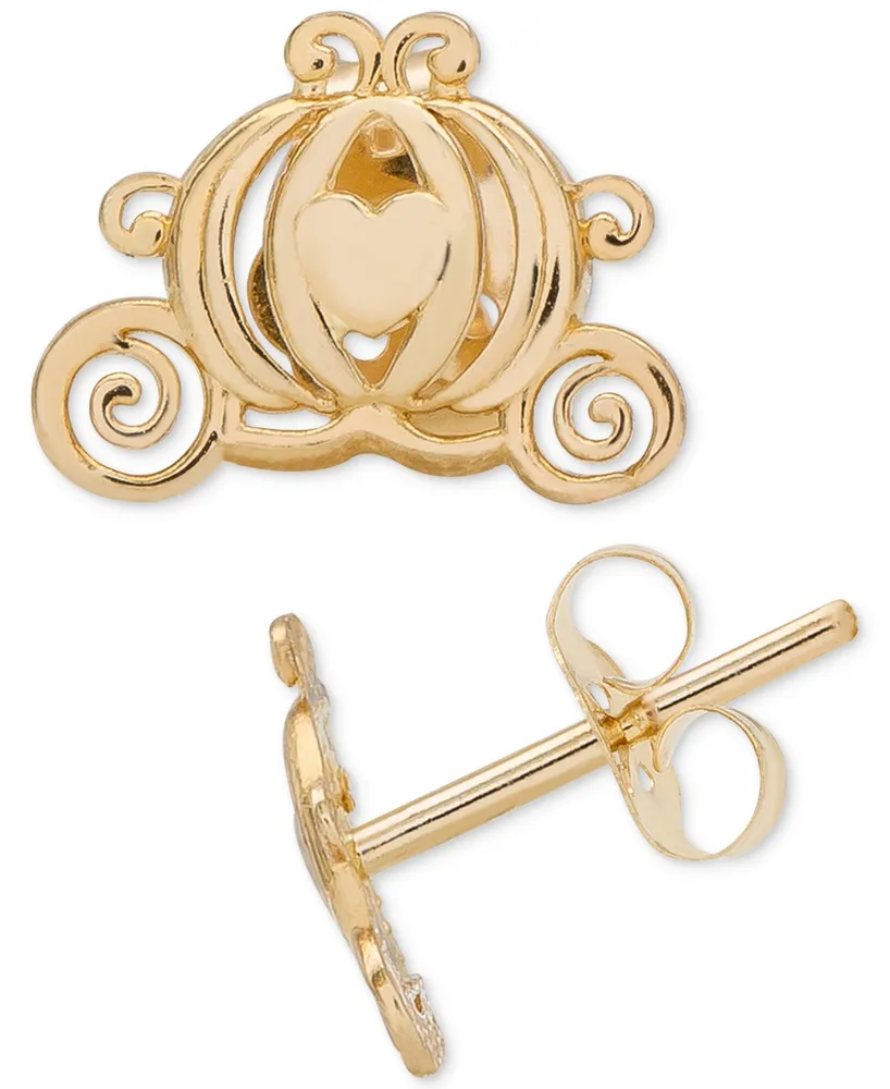 Disney Children's Cinderella Pumpkin Coach Stud Earrings in 14k Gold