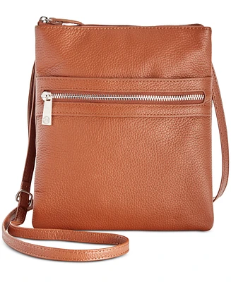 Giani Bernini Triple-Zip Pebble Leather Dasher Crossbody