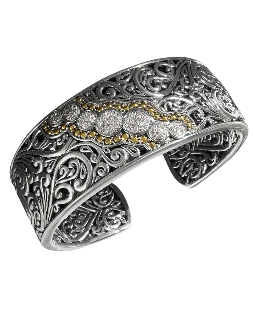 Balissima by Effy Diamond Round Swirl Diamond Cuff (1/4 ct. t.w.) in 18k Gold and Sterling Silver