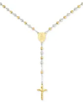Legacy for Men by Simone I. Smith Beaded Cross 24" Lariat Necklace in Stainless Steel & Yellow Ion-Plate - Two