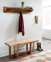 Alpine Natural Live Edge Wood 48" Coat Hooks With Shelf